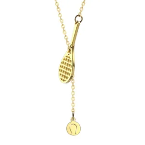 Gold Tennis Racquet & Tennis Ball Pendant With Chain