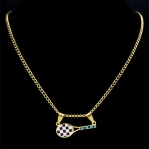 Colored Tennis Racquet Pendant And Chain