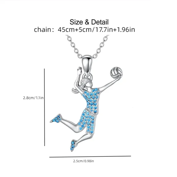 Blue Rhinestone Volleyball Pendant - Image 3