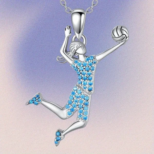 Blue Rhinestone Volleyball Pendant - Image 2