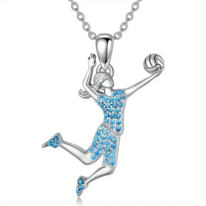 Blue Rhinestone Volleyball Pendant