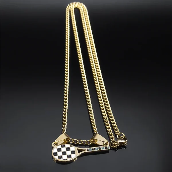 Colored Tennis Racquet Pendant And Chain - Image 2