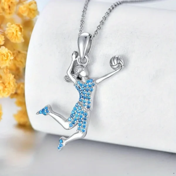 Blue Rhinestone Volleyball Pendant - Image 4
