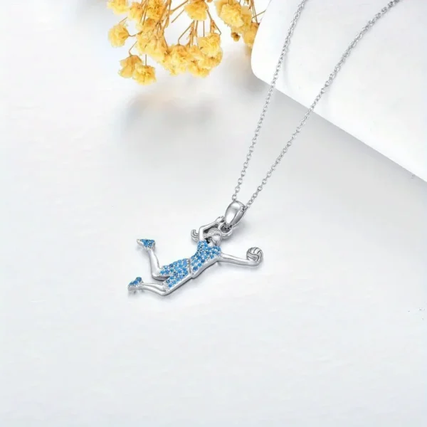 Blue Rhinestone Volleyball Pendant - Image 5