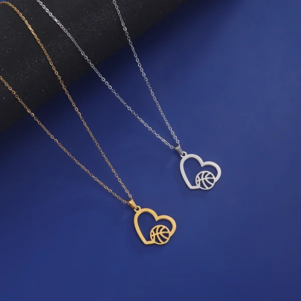 Basketball Heart Necklace - Image 3