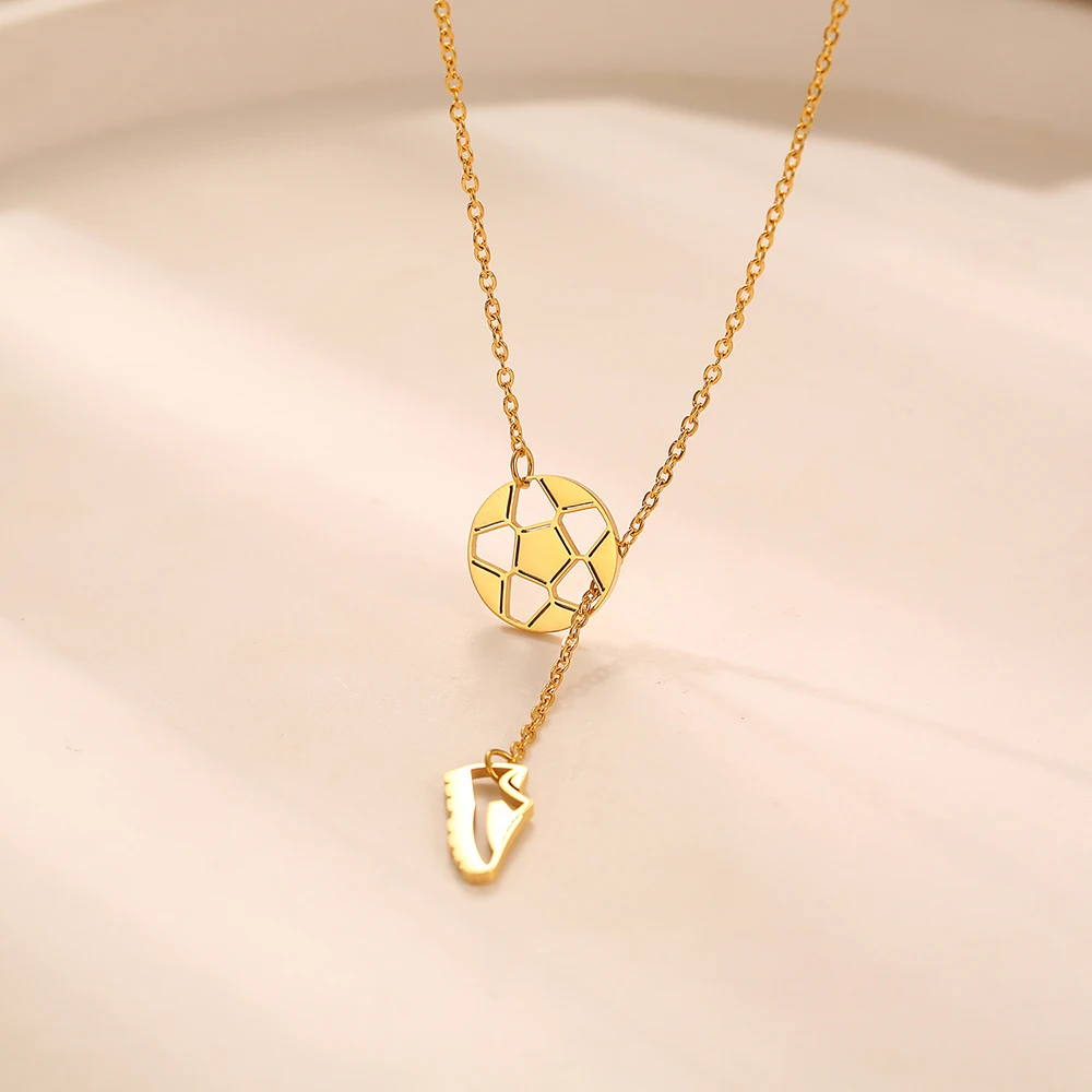 Soccer Necklace for Women and Girls, Soccer Ball and Cleat Lariat Y Necklace - Image 2